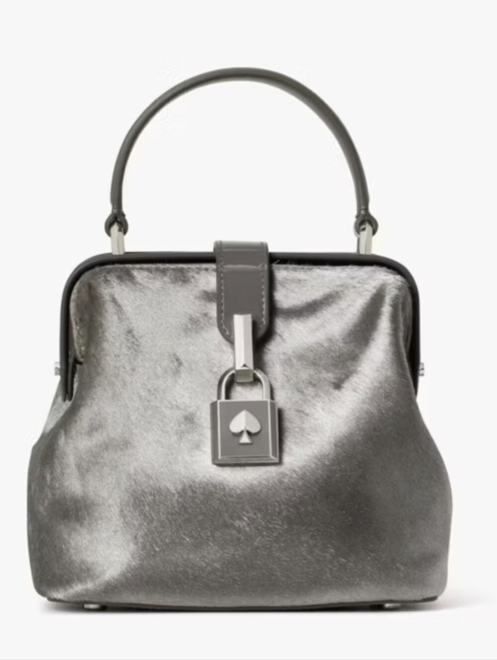 Kate Spade New York Remedy  Small Top Handle Crossbody Bag Silver Haircalf Chic